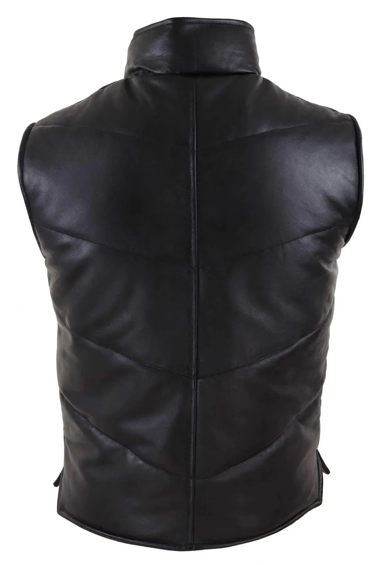 Real Leather Gilet Quilted Men's Puffer Waistcoat