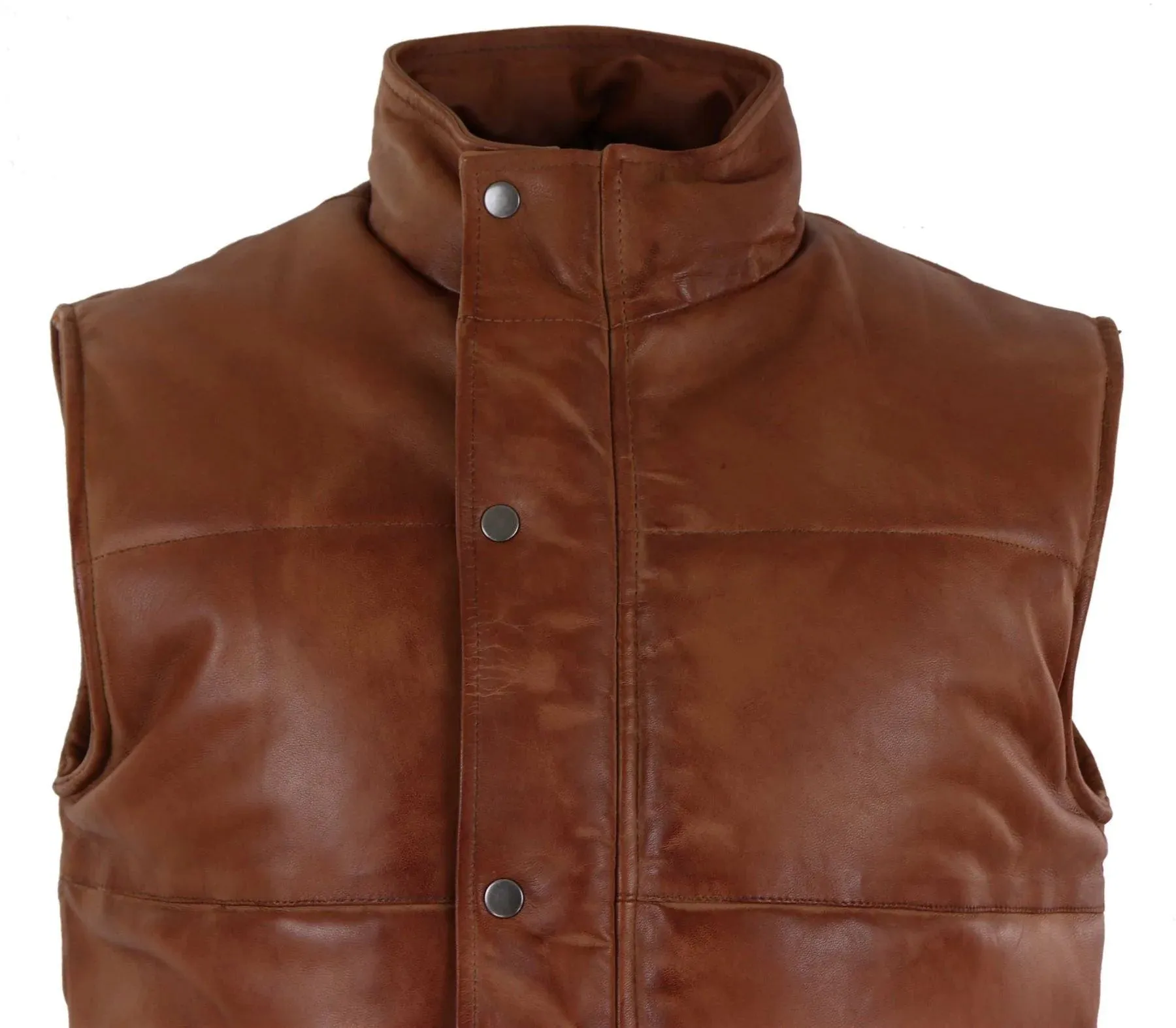 Real Leather Gilet Quilted Men's Puffer Waistcoat