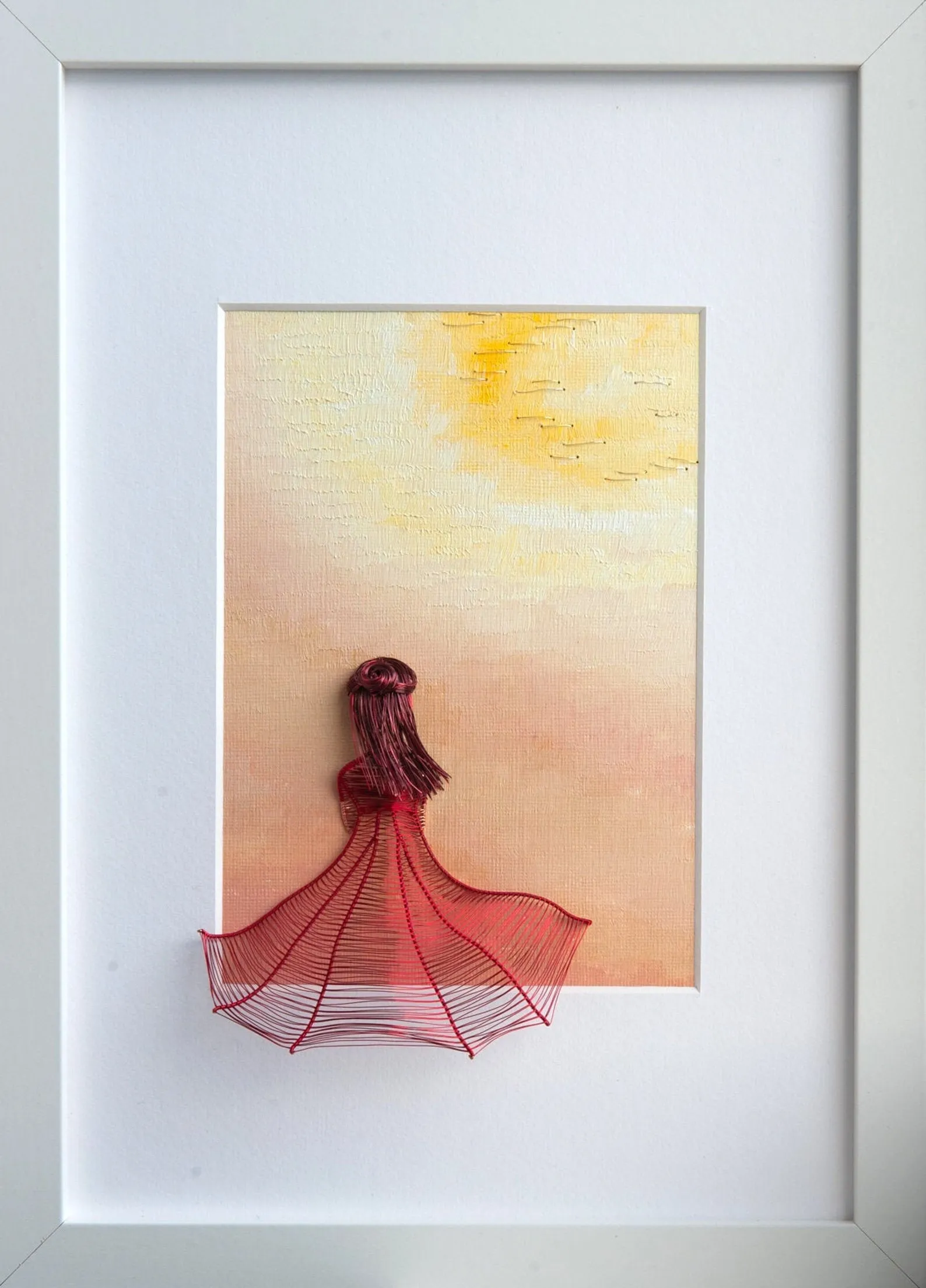 Red Wireart Girl with Afternoon Sun