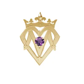 SCOTTISH QUEEN MARY LUCKENBOOTH AMETHYST BROOCH IN YELLOW GOLD