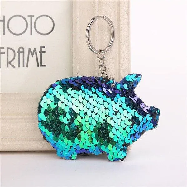 Sequin Pig Keychains*