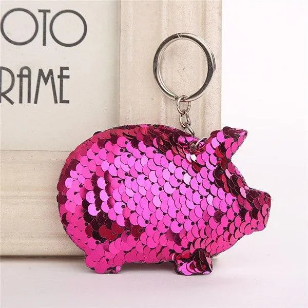 Sequin Pig Keychains*