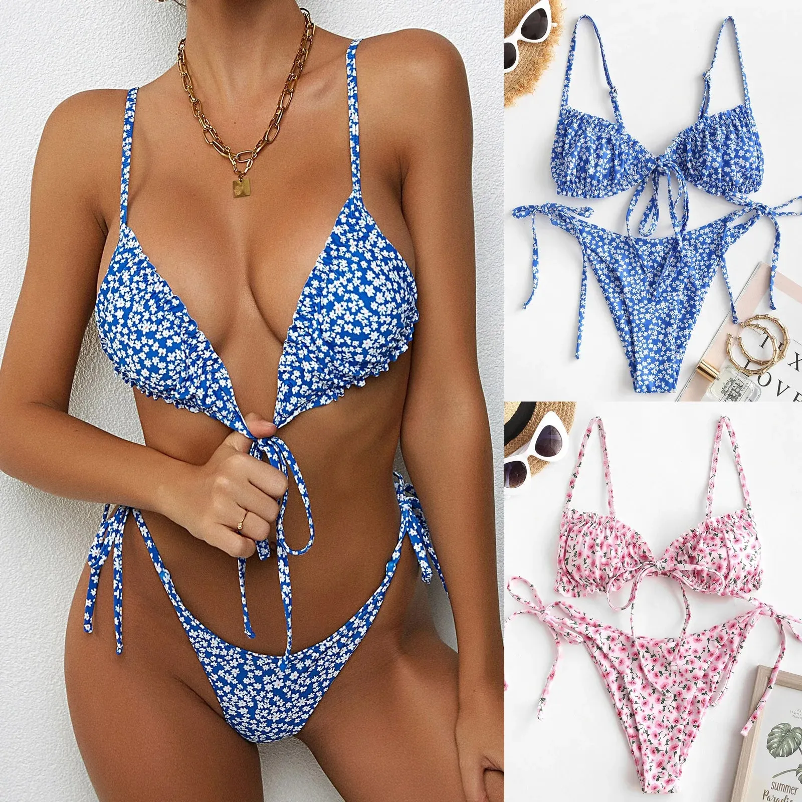 Sexy Printed Push-Up Bikinis Set