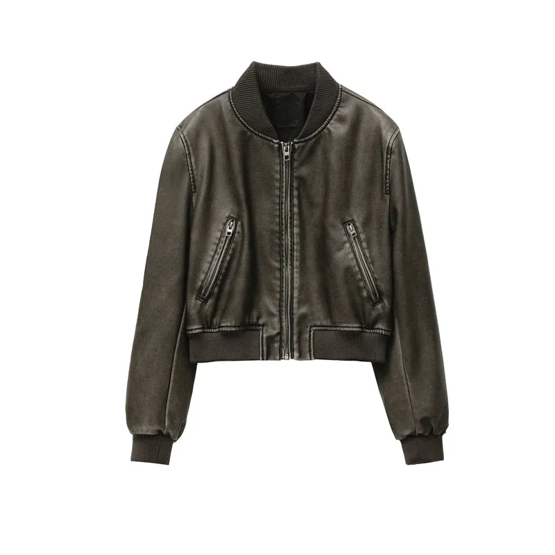 Shannon Biker Leather Loose Jacket Vintage leather autumn coat