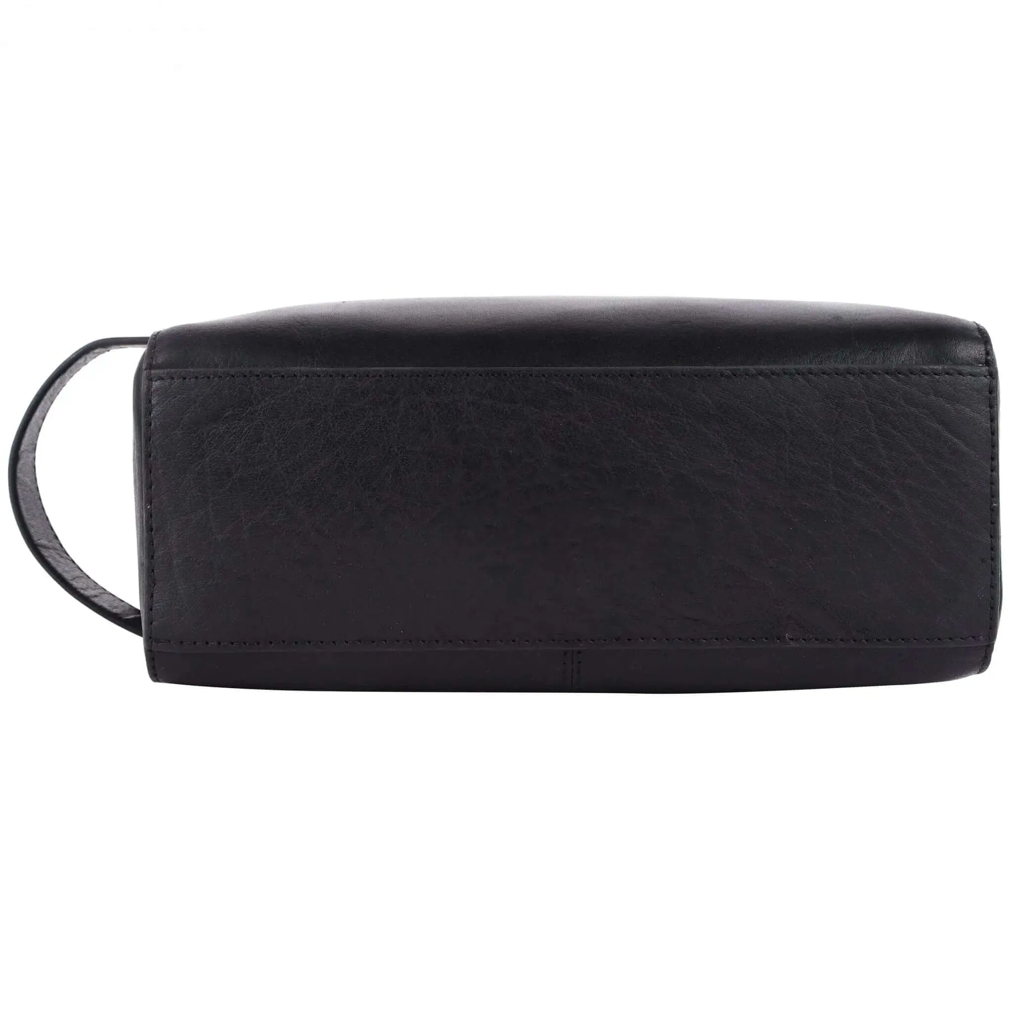 Stylish Black Leather Wash Bag: 14.5x24x10 cm Dimensions