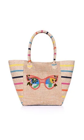 Sunglass Striped Jute Jacquard Bag