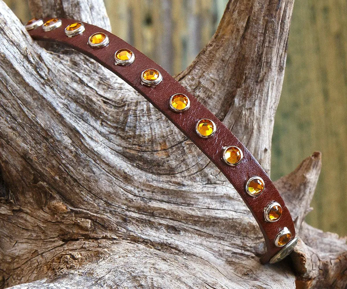 Swarovski Topaz Crystals & Leather Bracelet