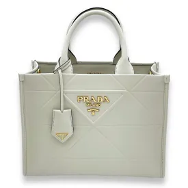 Symbole White Tote Bag in Calfskin, Gold hardware