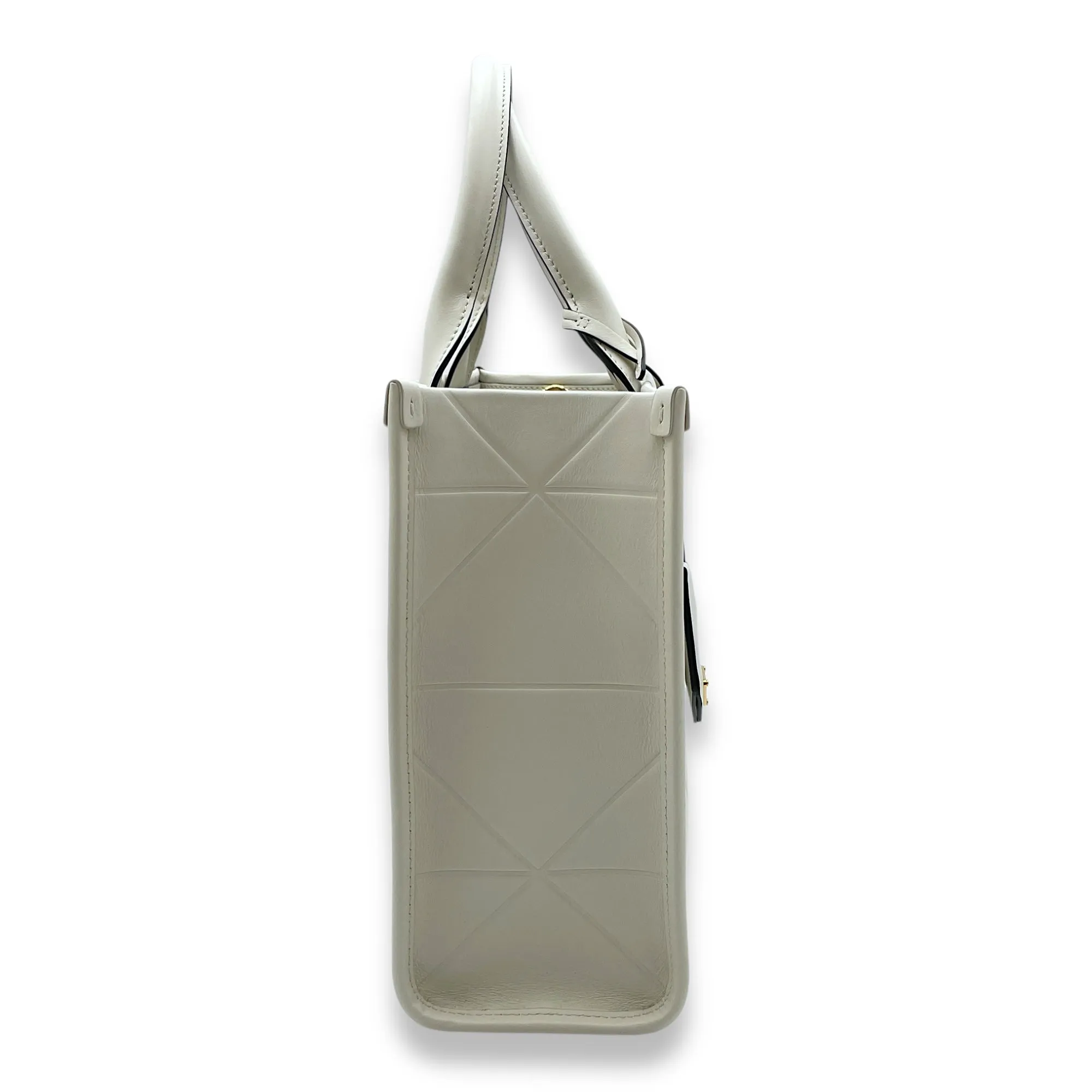 Symbole White Tote Bag in Calfskin, Gold hardware