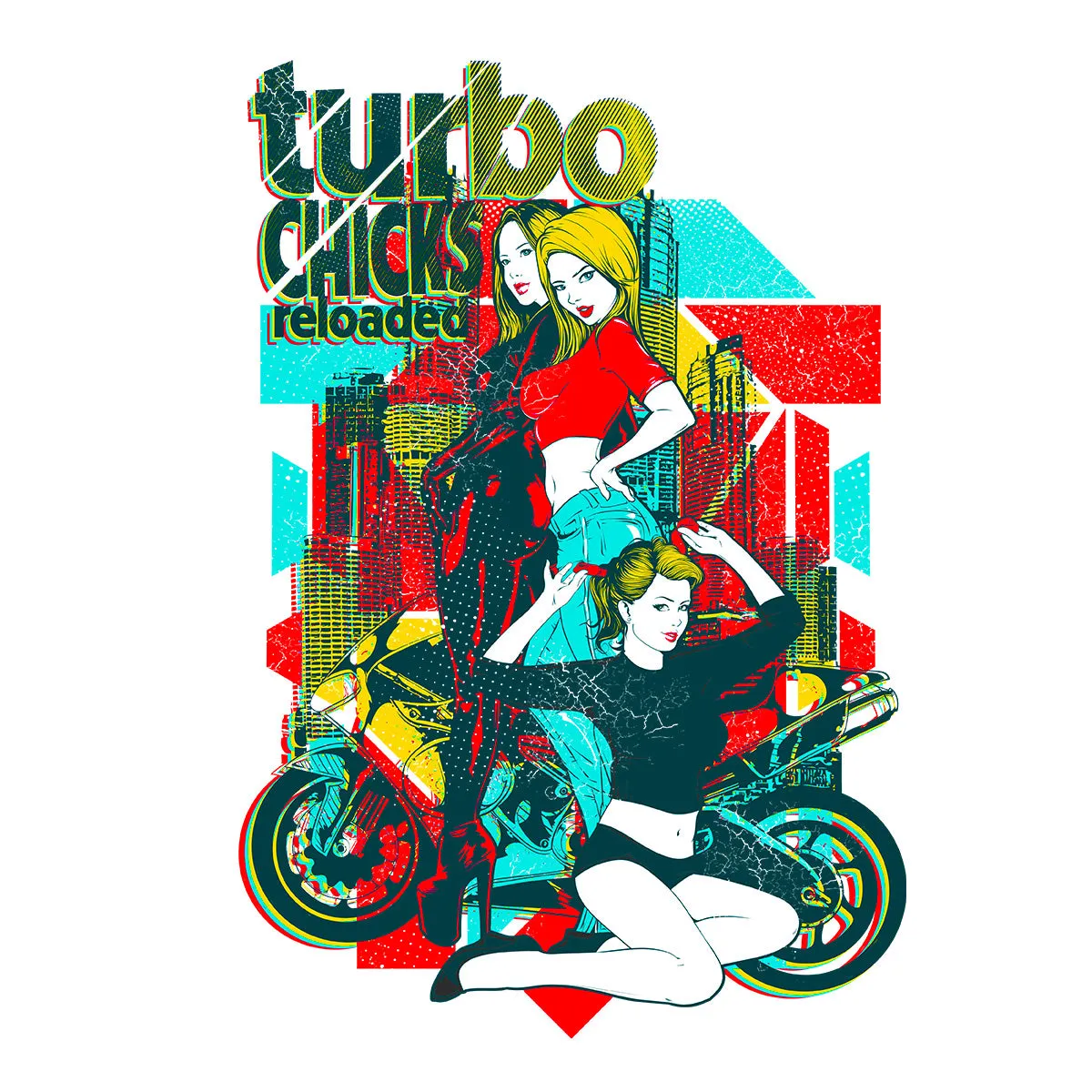 Three Turbo Chicks Unique Designs Biker T-shirt