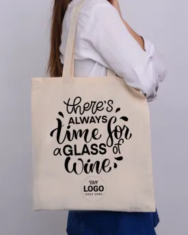 Time For a Glass of Wine Design - Winery Tote Bags