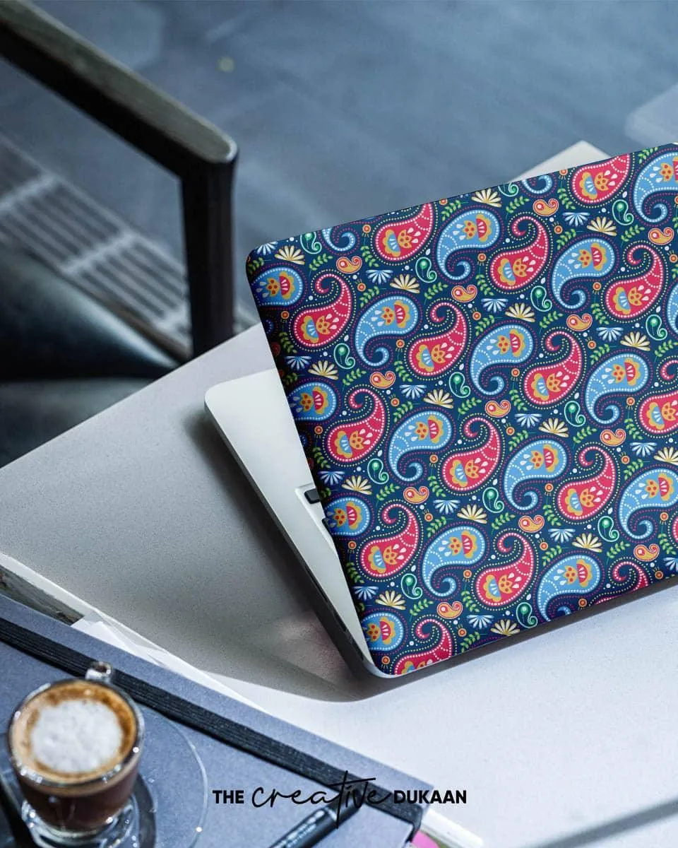 Traditional Indian Design Blue Laptop Skin With Paisley Print