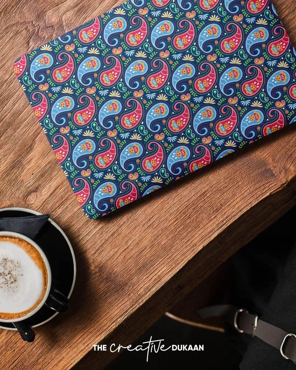 Traditional Indian Design Blue Laptop Skin With Paisley Print