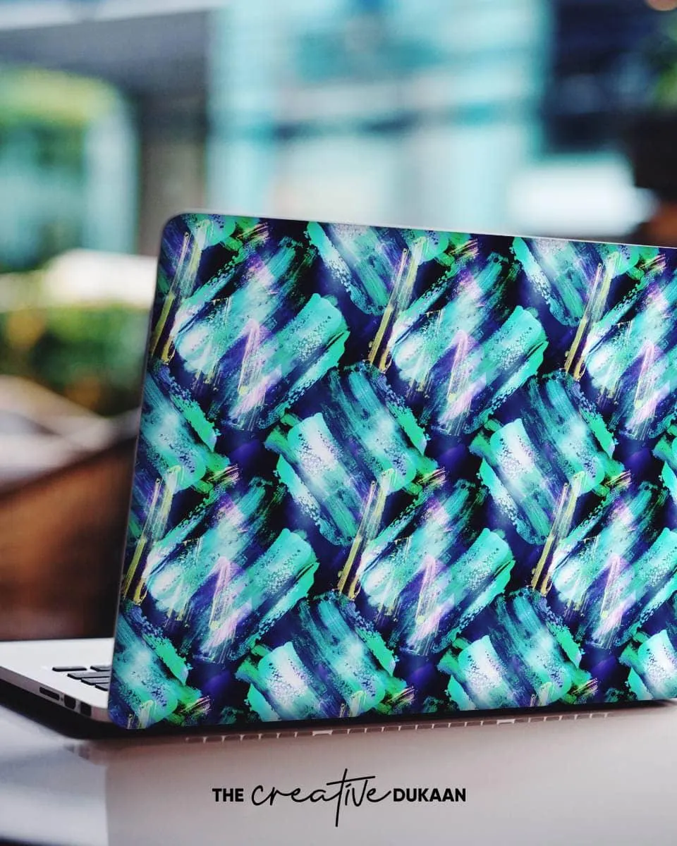 Unique Laptop Skin With Blue Shades Hologram Effect