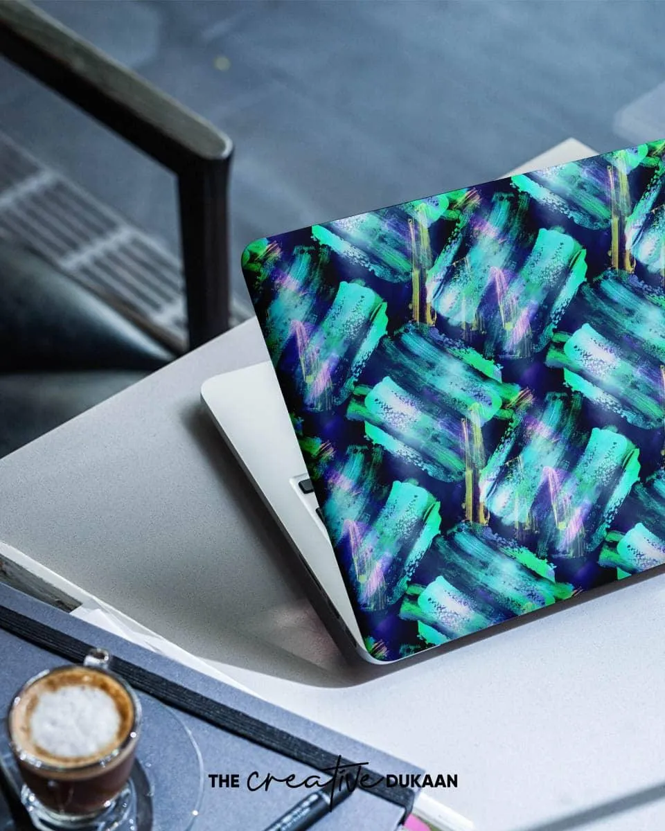 Unique Laptop Skin With Blue Shades Hologram Effect