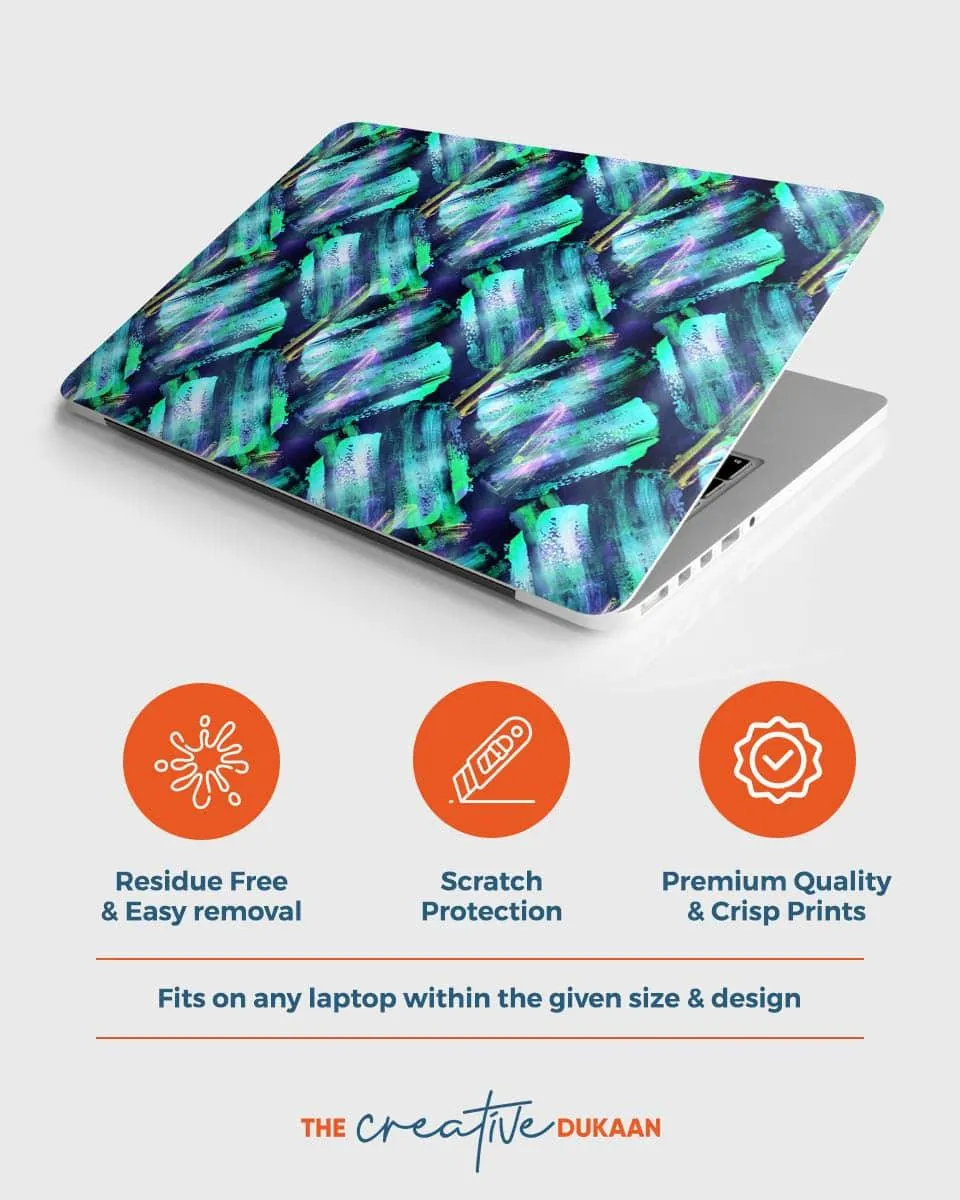 Unique Laptop Skin With Blue Shades Hologram Effect