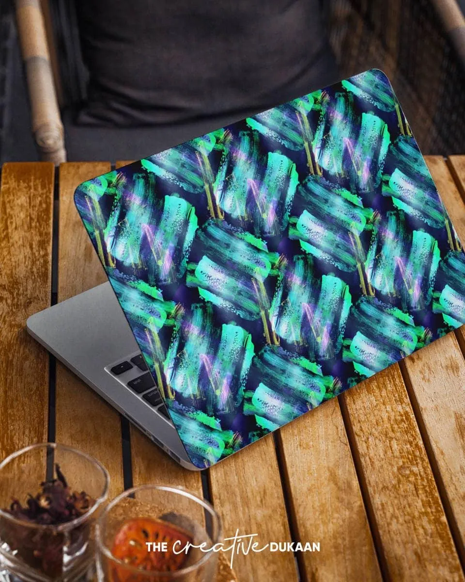 Unique Laptop Skin With Blue Shades Hologram Effect