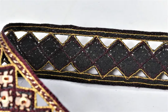 Unique Trim Design | DIY Craft | Decorative Trim | High Quality Trim | Beaded With Rhinestone | Handmade Indian Trim | 1.5" Trim By The Yard