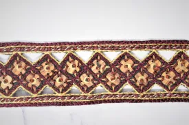 Unique Trim Design | DIY Craft | Decorative Trim | High Quality Trim | Beaded With Rhinestone | Handmade Indian Trim | 1.5" Trim By The Yard