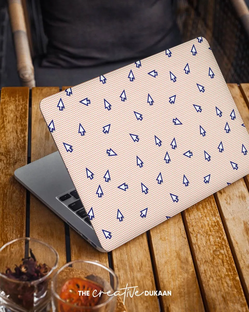 White Laptop Skin With Mouse Cursor Arrow Design