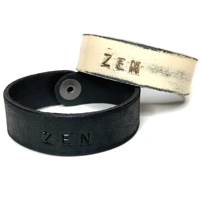 ZEN Stamped Bracelet - Distressed Black